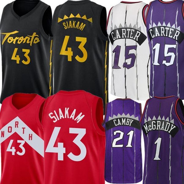 

15 vince carter men vintage basketball jersey pascal 43 siakam fred 23 vanvleet kyle 7 lowry tracy 1 mcgrady chris 4 bosh retro jerseys t-ma, Black;red