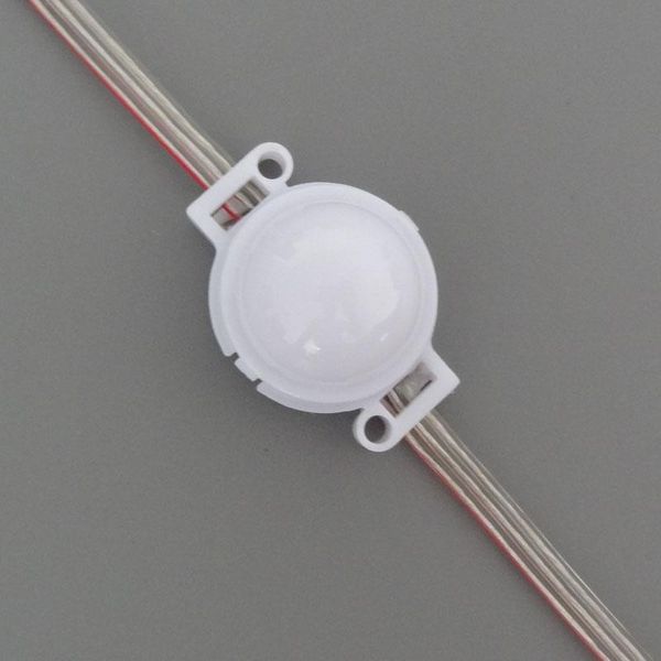 

20pcs/string 30mm 12v ws2811 led addressable rgb full color pixel module;ip68;milky cover;0.72w;clear wire modules