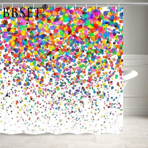 

colorful shower curtain confetti falling pattern waterproof multi-size douchegordijn kids bathroom decor with 12 hooks curtains