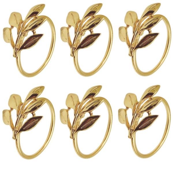 

napkin rings 6pcs banquet wedding serviette holder home party el dinner room ring metal plating leaves shaped table decoration