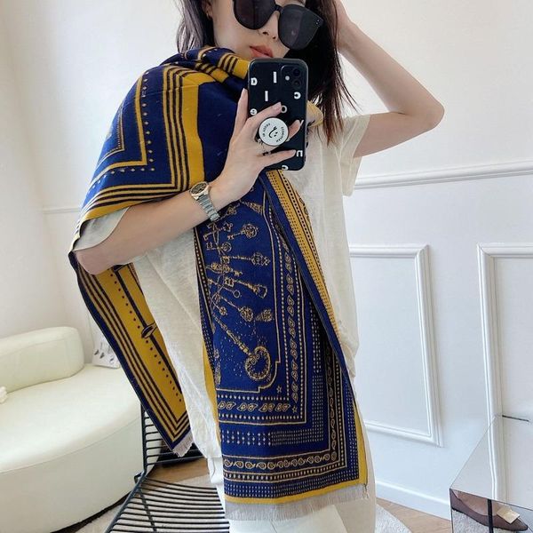 

scarves luxury winter wool scarf cashmere thick soft warm pashmina female shawl wraps bufanda echarpe hiver cicartiz invierno, Blue;gray