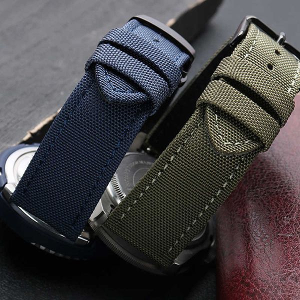 

19mm 20mm 21mm 22mm green black nylon leather watch strap canvas watch band for iwc portugieser chronogra mark bracelet h0915, Silver
