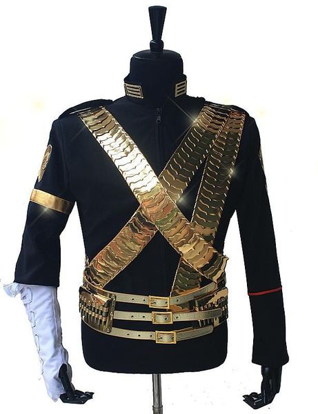 

rare michael jackson classic jam jacket & metal full set punk exactly same highcollection performance show brand clothing men's jacke j, Black;brown