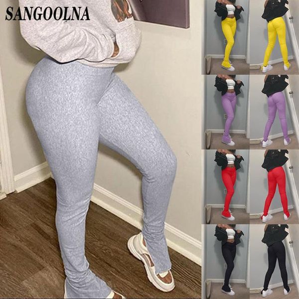 

skinny woman 2021 summer pencil pants solid color simple basic elastic waist jeggings trendy leisure female trouser women's & capris, Black;white