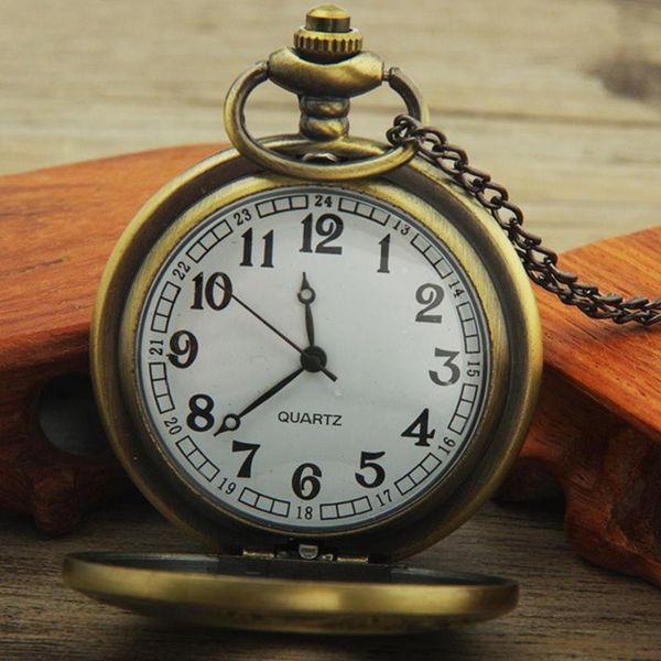 

pocket watches vintage hollow round dial double display quartz watch with chain, Slivery;golden