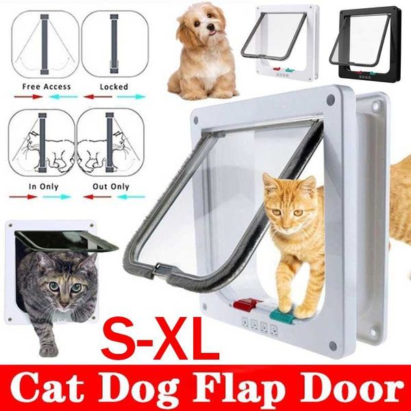 

cat carriers,crates & houses dog flap door with 4 ways security lock for cats small pet kitten gate abs plastic dogs