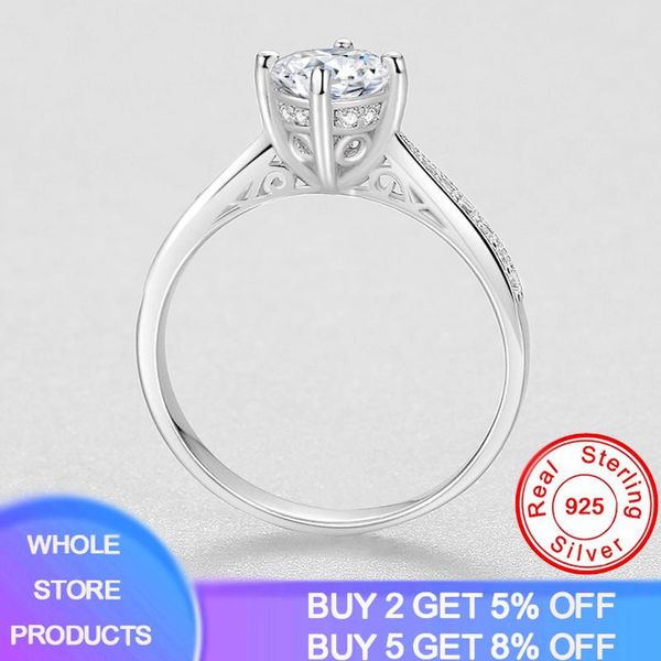 

cluster rings original 925 silver hollow pattern ring wedding jewelry for women 2021 fashion four-claw cubic zirconia, Golden;silver