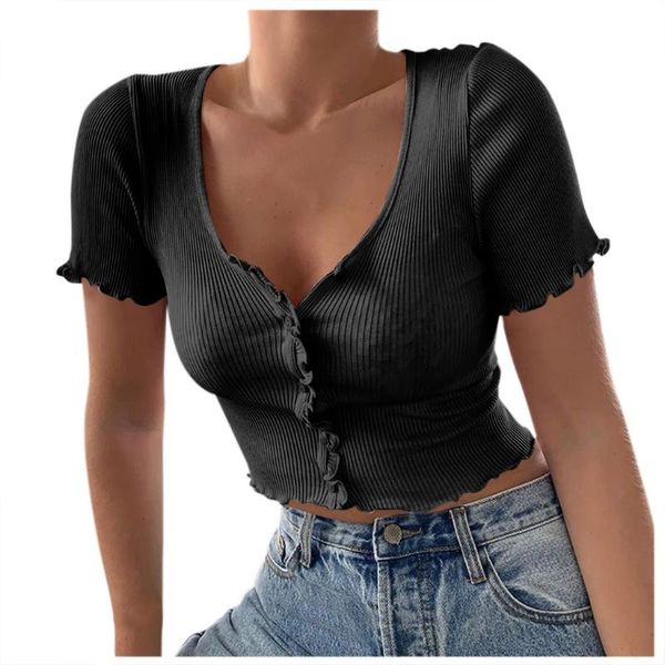 

women's tanks & camis tank women button knitted short sleeve korean style ribbed green white blue summer crop