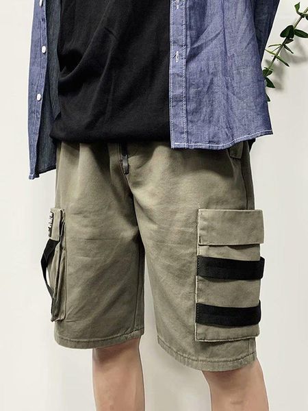 

men's shorts summer 2021 harajuku hip hop short streetwear men pocket cotton jogger sweatpant casual black armygreen1, White;black