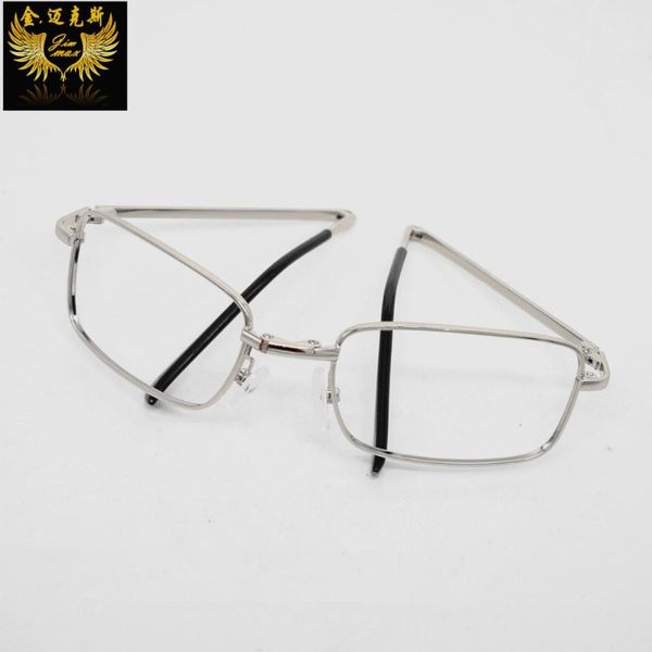 

classic men style folding eye glasses frame fashion foldable men's metal spectacle square full rim eyewear for oculos sunglasses frames, Black