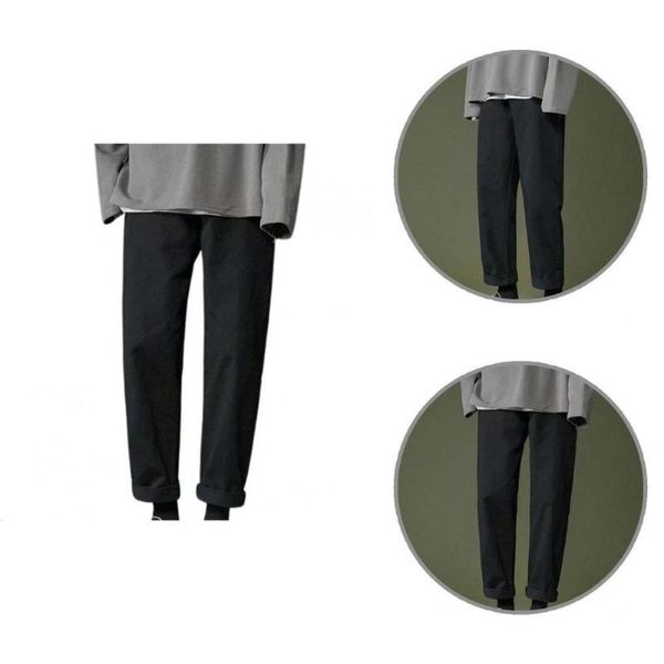 

men's pants student breathable trousers plush soft stylish casual autumn, Black
