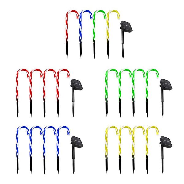 

solar lamps 4pcs led christmas candy cane lights outdoor pathway yard lawn year garden decoration lighting