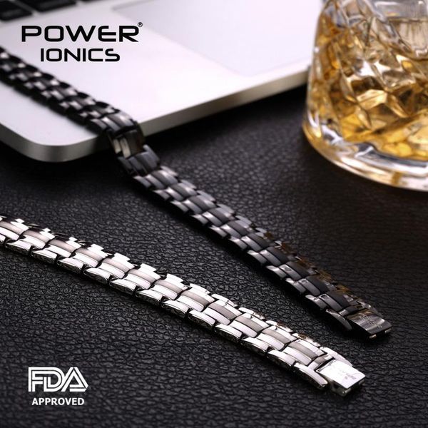 

other bracelets 4in1 100% titanium mens anion fir magnetic germanium blood pressure accessory charm bracelet jewelry gifts w/ t, Golden;silver