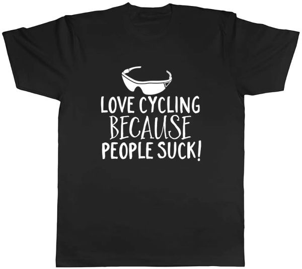 

love cycling because people suck mens t-shirt tee, White;black