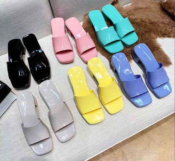 

rubber-soled luxurys sandals d women slippers square heels the highest quality a variety of colors sizes 35-40 yw yw, Black