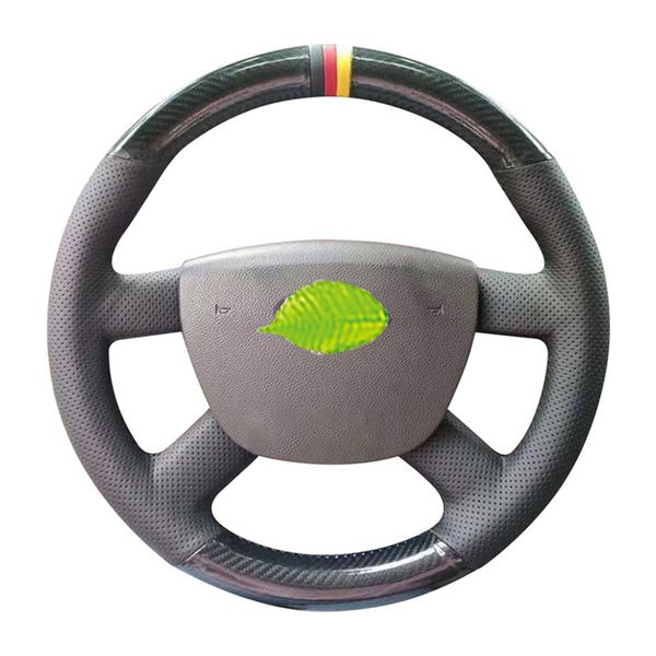 

alcantara leather carbon fible hand-stitch steering wheel cover for ford focus transit 2006-2009 2010-2014 car accessories