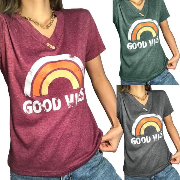 

t-shirt clothing summer fashion rainbow bridge printing loose t-shirt girl student short sleeve, White