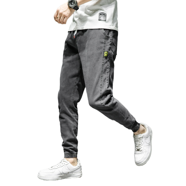 

hip hop streetwear harem jeans pants men loose joggers denim casual sweatpants korea ankle length trousers men's, Blue