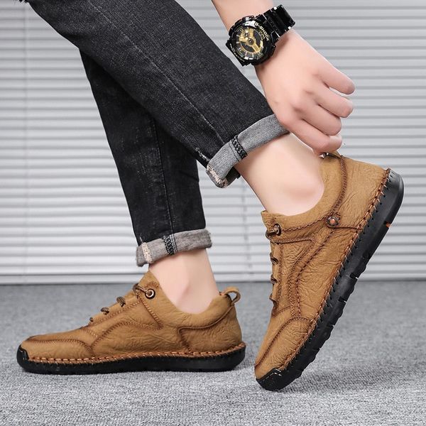 

dress shoes fashion genuine leather casual sneakers men flats outdoor moccasins driving comfortable quality uahm, Black