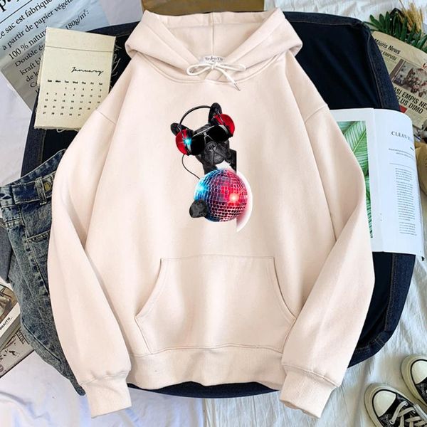

women's hoodies & sweatshirts women hoodie black cat with sunglasses listening to music print pullover womans o-neck sports female swea