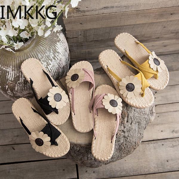 

slippers 2021 summer women shoes flip flops ladies beach sandals comfort flat floral fashion, Black