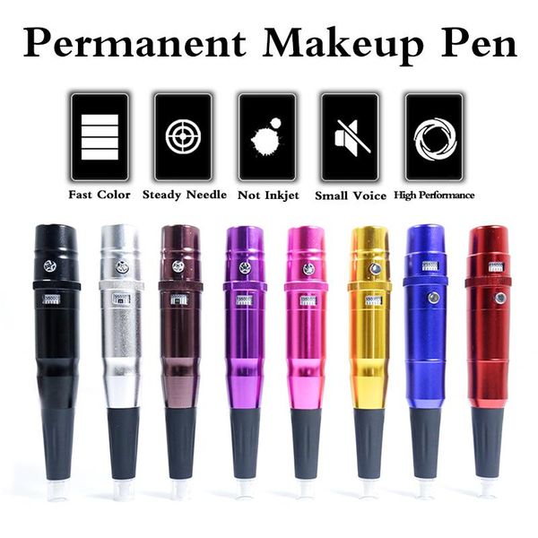 

35000r/m dermograph permanent makeup pen 8 color electric tattoo machine microblading beauty tool for eyebrow eyeliner lip guns kits