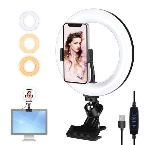

flash heads usb dimmable selfie ring light for deskcomputer youtube vlogging,ring lamp video conference lighs tripod phone holder clip