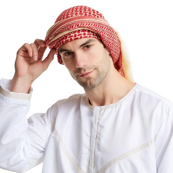 

scarves wool men's turba muslim kerchief arabian dubai headband saudi head scarf red plaid hood, Blue;gray