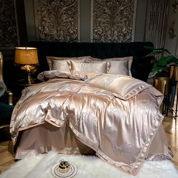 

bedding sets  king size satin emboridered sheet set 4pcs european cotton duvet cover for bedroom royal style