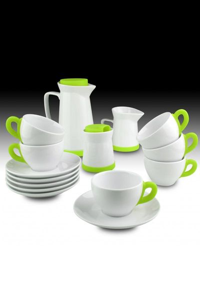

kutahya has porcelain 17 piece tea set green dishes & plates