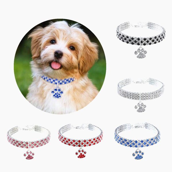 Coleiras elásticas para cães com strass diamante superbrilhante acessórios para gatinhos S/M/L 3 tamanhos coleira para cachorros