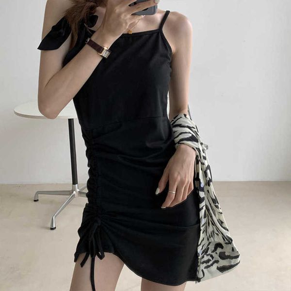 

summer girl's suspender dress with tight buttocks and short skirt, Black;gray