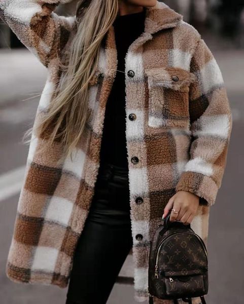 

women's trench coats autumn and winter woolen warmth thick casual long-sleeved mid-length windbreaker jacket female coat, Tan;black