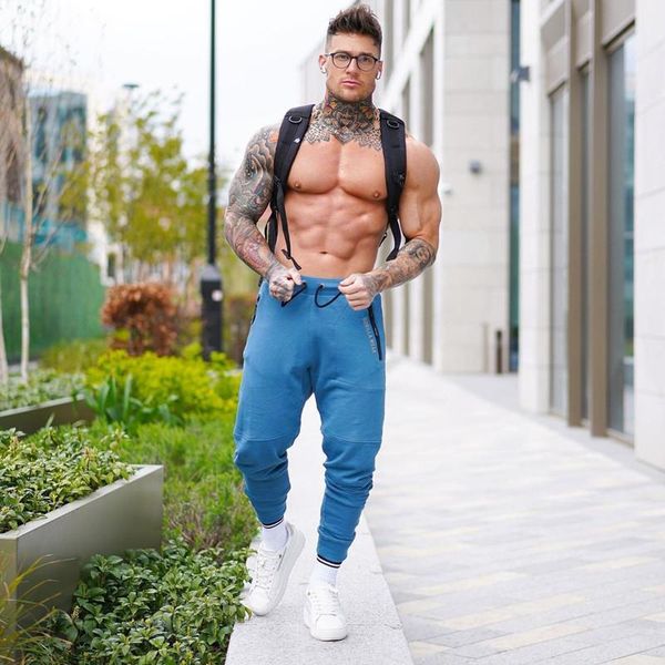 

men's pants brothers sports trousers autumn and winter running training squat slimming plus size, Black