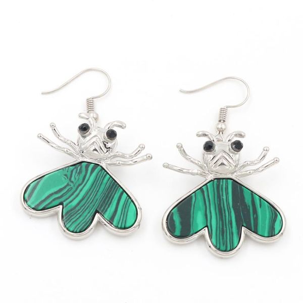 

dangle & chandelier fysl silver plated honeybee shape malachite stone earrings for women lapis lazuli insect jewelry