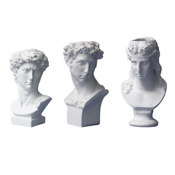 

vases resin vase flower pot nordic style human head pen brushes holder home decoration