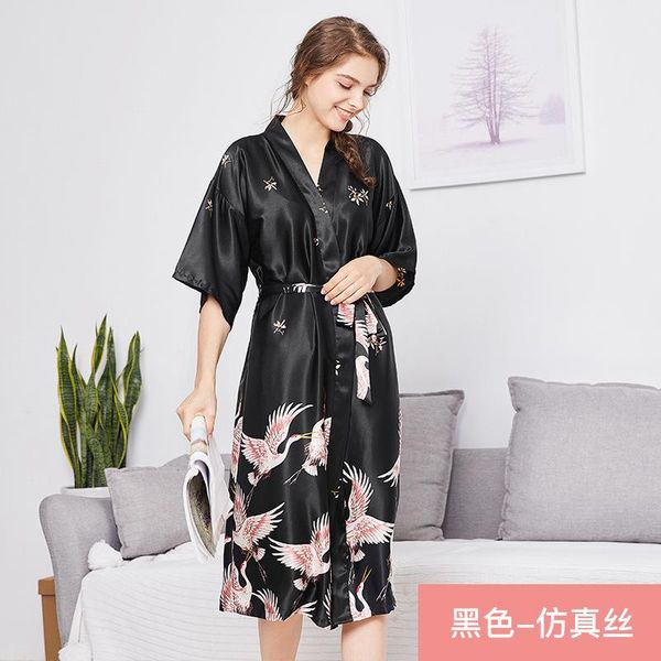 

ladies pajamas half sleeve summer red homewear comfortable simulation silk satin nightdress wedding bridesmaid gift women's sleepwear, Black;red