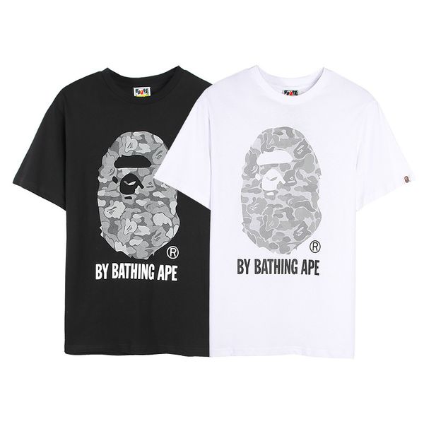 

t shirt chaopai ape head desert camouflage letter short sleeve men's casual, White