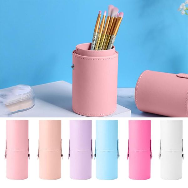 

eyebrow tools & stencils pu leather makeup brush organizers box dustproof travel cosmetic beauty pen make up