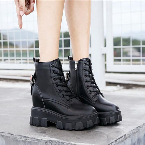 

boots small size high sole inner short boots, women's shoes for students, Black