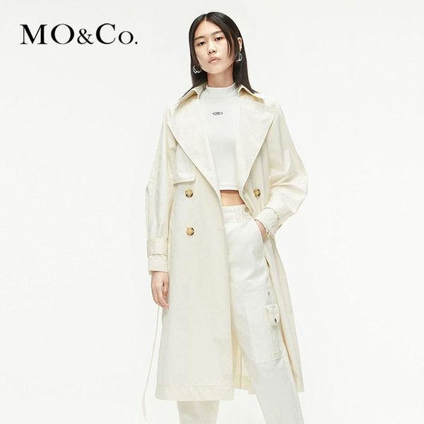 

women's trench coats moco double breasted windbreaker coat, Tan;black