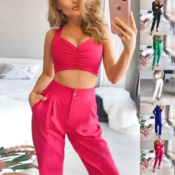 

women's two piece pants straight slim formal lady blazer set office women and suit business 3 ol clothing jacket+pant d30, White