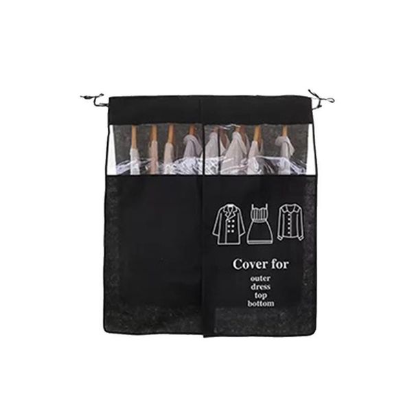 

clothing & wardrobe storage garment bag cover non-woven fabric dustproof cloth suit travel portable bag(black)