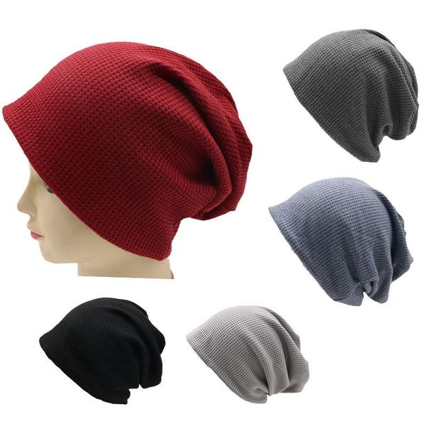 

beanies man woman solid color cotton turban cap elastic square sleeping hat autumn winter cool fashion