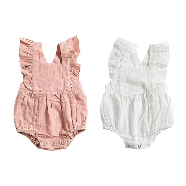 

rompers weixinbuy summer baby cotton bodysuits linen girl flying sleeve straps lingerie born solid color ha clothing, Blue