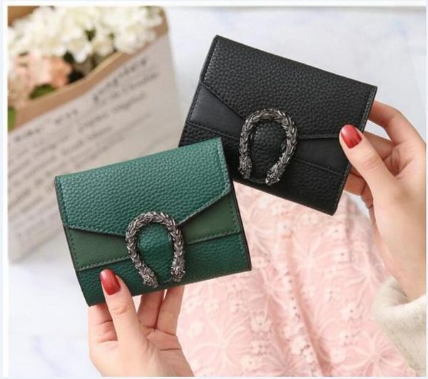 

designer wallets small wallet female short retro fold change red black green brown pure color mini womens bags factory price