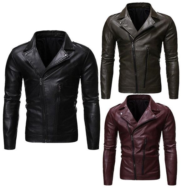 

men's fur & faux pu leather jacket men casual spring autumn coat, Black