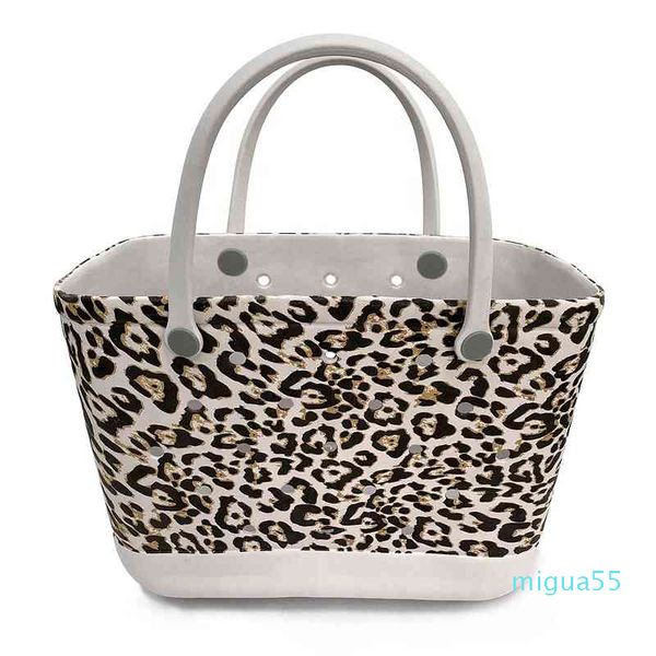 

print women leopard large capacity bogg bag silicone beach tote