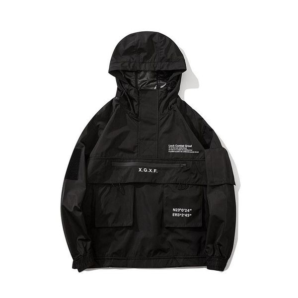 

men's jackets tactical function style loose tooling jacket men spring autumn trendy brand concealer personality hooded coat outdoor spo, Black;brown