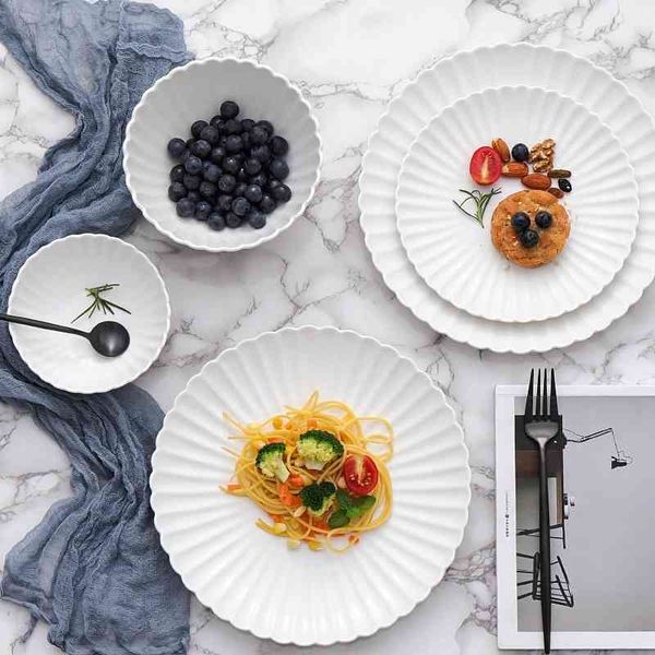 

pure white ceramic western food spaghetti creative dish flat l dessert plate